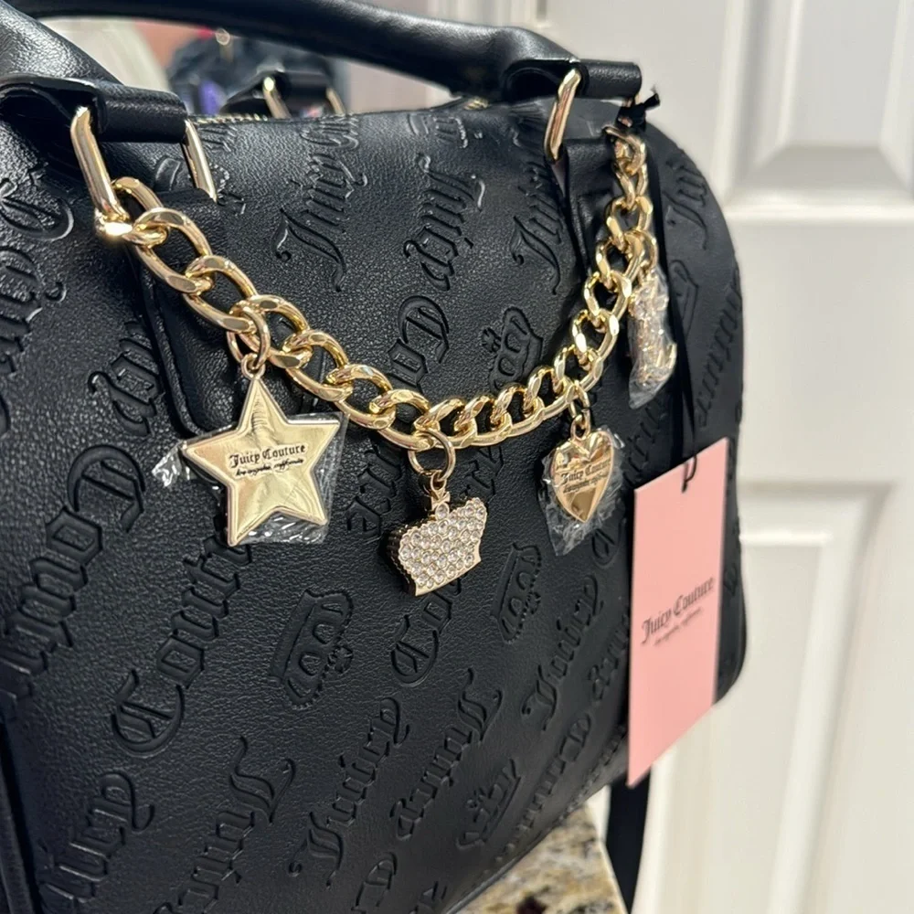 NEW WITH TAGS Juicy Couture Charms Speedy Crossbody Handbag, black - Picture 3 of 6